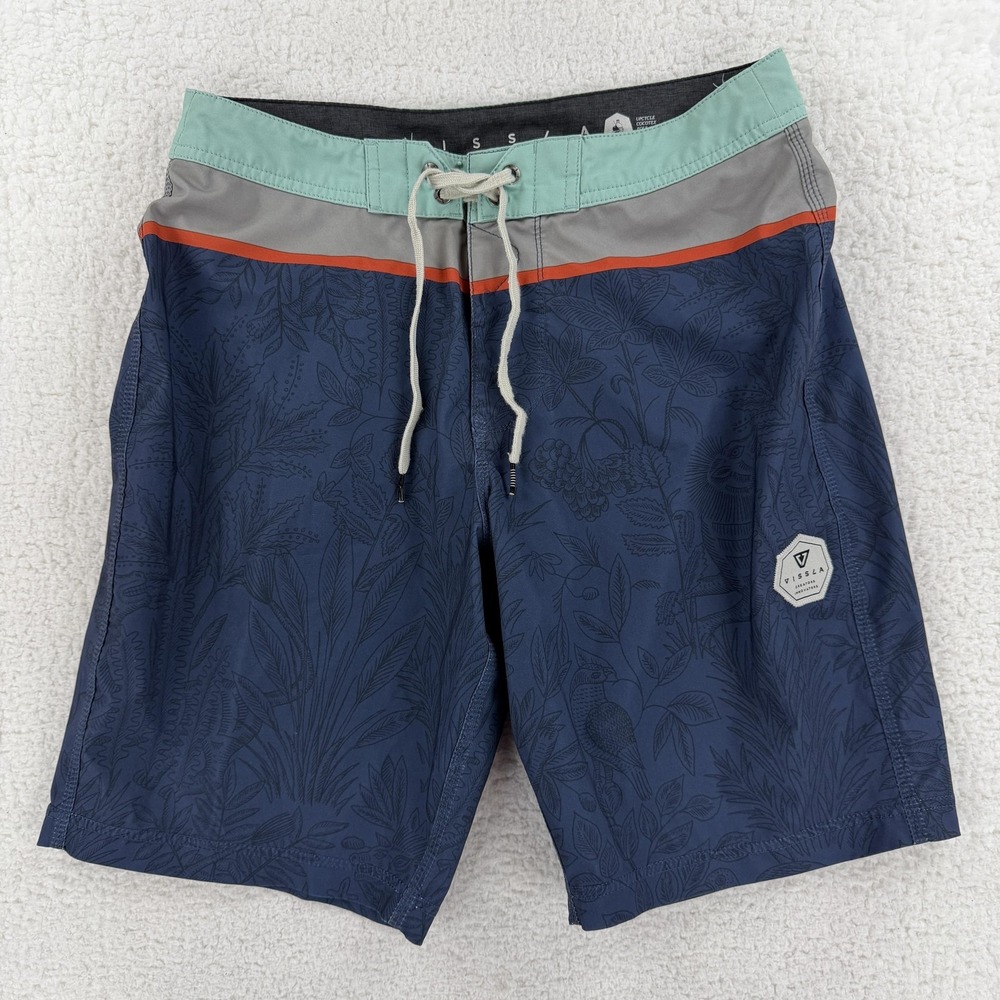 Vissla Board Shorts Mens 30 Blue Tropical Surf Swim‎ Trunks Cocotex Stretch